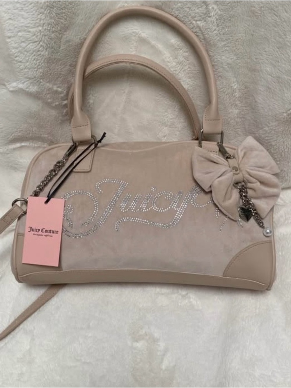 Juicy Couture Nude Beige Bow Never a Dull Moment hobo bag